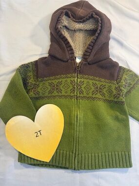 Gymboree Green and Brown Hooded Sweatshirt
